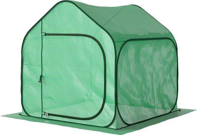 Outsunny Pop-up Balkon Gewächshaus mit Reißverschlusseingang, faltbares Garten-Gewächshaus aus Stahl und PE, Grün, B: 150 cm, T: 148 cm, H: 148 cm - Bild 1