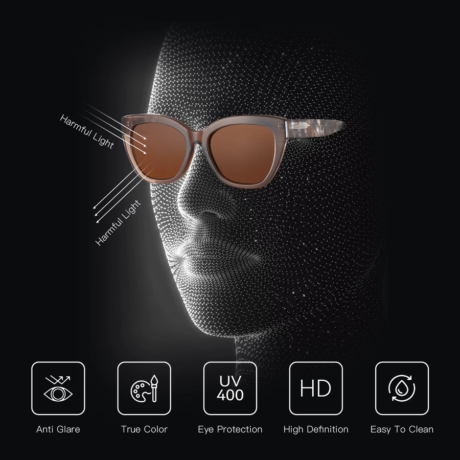 ZENOTTIC Butterfly Sonnenbrille, Acetat, Vollrand, braun, polarisiert - Bild 3