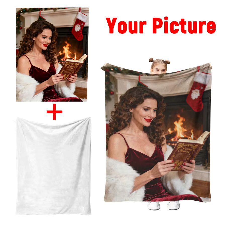 Personalisierte Weihnachtsdecke aus Flanell für Paare mit individuellem Jubiläumsdesign und Weihnachtsdekorationsmuster, maschinenwaschbar - Bild 2