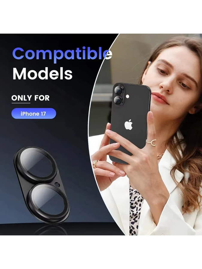Apple iPhone 17 Kameralinsen-Schutz aus Metall-Aluminiumlegierung und gehärtetem Glas in Schwarz für 6,3 Zoll Display - Bild 4