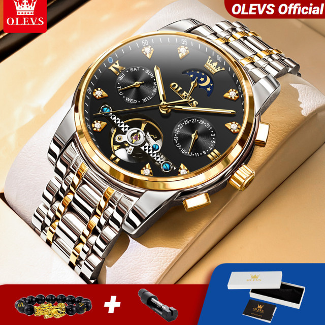 OLEVS Armbanduhr Automatik, Edelstahl, Weiß, Herren - Bild 1