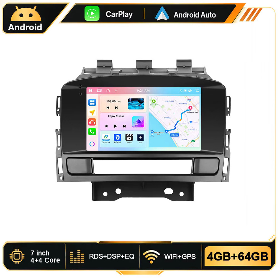 Podofo Android Autoradio mit 7 Zoll Display, 6 GB RAM + 128 GB Speicher, GPS, WiFi, CarPlay und Android Auto für Buick Excelle 2010-2014 und Opel Astra J 2011-2012, Schwarz - Bild 5
