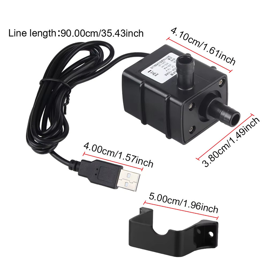 Bürstenlose Mini-Tauchpumpe für Gartenteich und Aquarium, DC12V und USB-Betrieb, Schwarz, 120 l/h - Bild 3