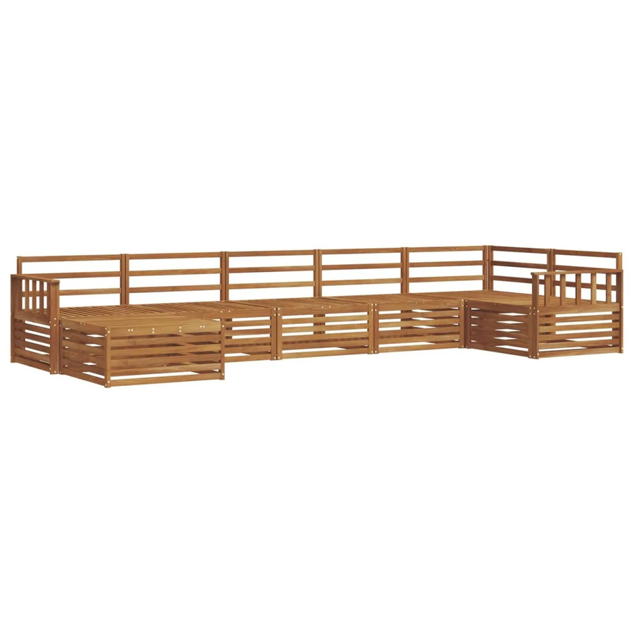 vidaXL Sofagarnitur 7-teilig aus Massivholz Akazie in Natur Braun im L-Shape Design - Bild 2