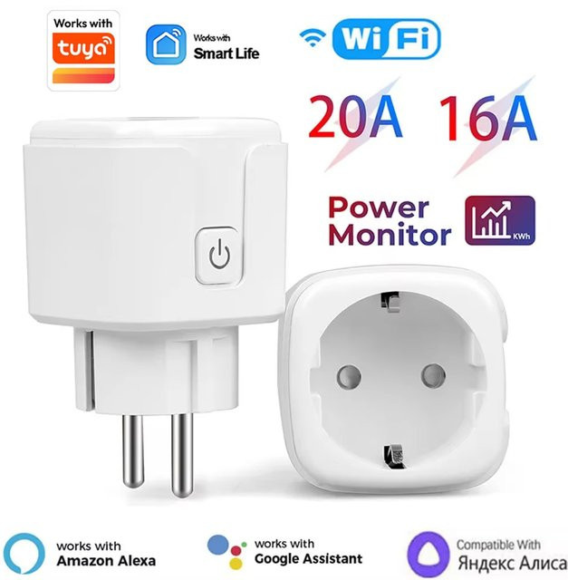 Szaoju Smart Plug WLAN-Steckdose 20A mit Energieüberwachung und Sprachsteuerung kompatibel mit Alexa, Yandex und Google Home, Weiß - Bild 1