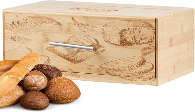 Ecosa Brotbox aus nachhaltigem Bambus mit Klappdeckel in Braun - Bild 1