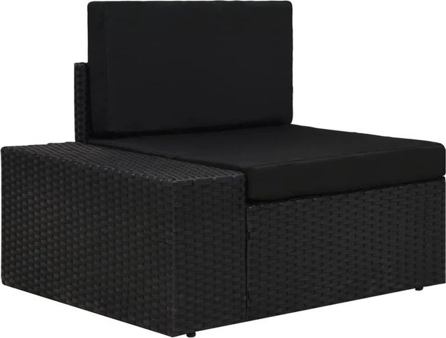 vidaXL Modulares Sofa-Eckteil mit Armlehne Rechts aus Poly Rattan in Schwarz - Bild 1