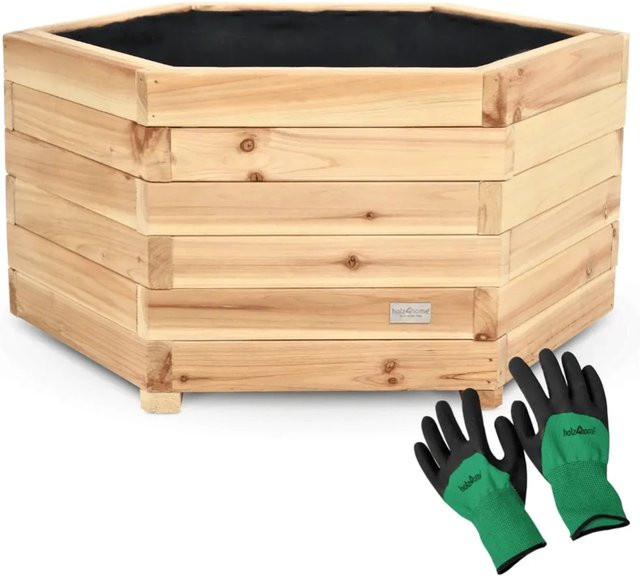 DELUKE Pflanzkasten MICHA aus Tannenholz, 6-eckig, braun, Breite: 60 cm - Bild 1