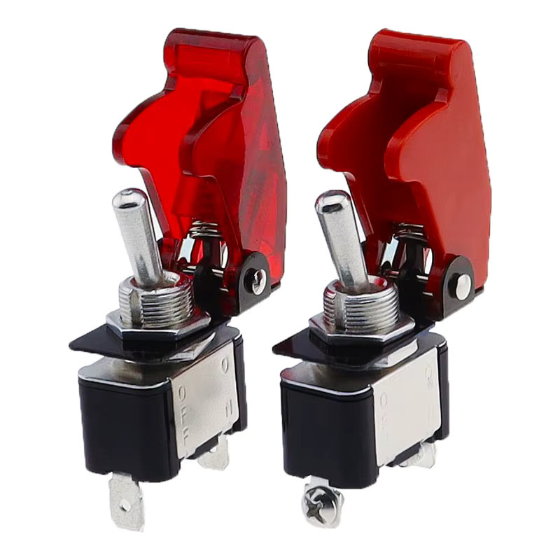 KN3A-101 Kippschalter mit Kipphebel und Kappe, 2-Pin, 2-Gang ON-OFF, 10A 125V/250V AC, Universal für 12V, 24V, 48V, 110V, 220V, Farbe: Rot/Transparent - Bild 2