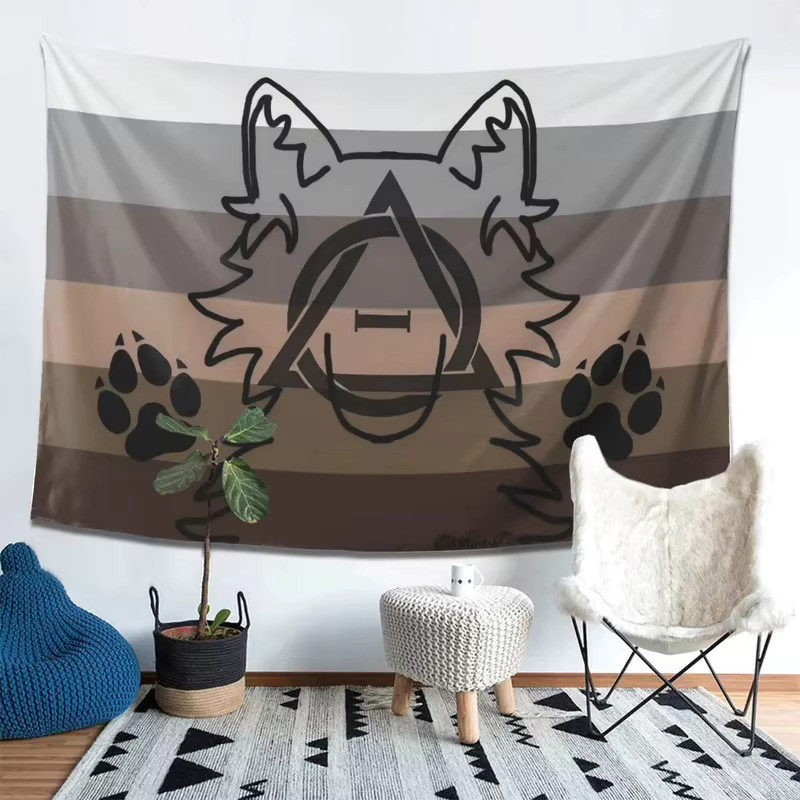 VIKAMA Wandteppich Terian mit Wolfskopfprofil in Grau und Multicolour, B/H: 40 x 60 cm - Bild 2