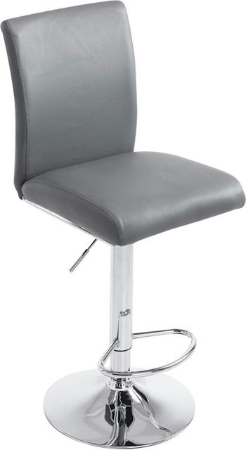 CLP Barhocker Köln Barstuhl aus Kunstleder mit Lehne und Fußstütze in Grau mit höhenverstellbarem Metallgestell in Chrom-Optik - Bild 1