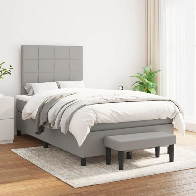 Vidaxl Boxspringbett mit Matratze in Grau aus Stoff, B/T/H: 120 x 200 x 118 cm - Bild 1