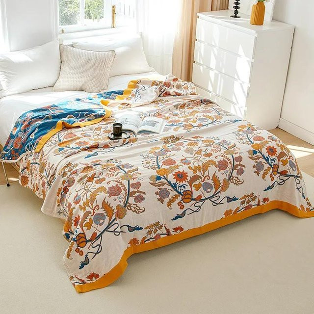 Your Warm Home Baumwolldecke Mandala Design, Reversibler Sommer-Quilt für Bett und Sofa, Mehrfarbig, B/T: 200 x 230 cm - Bild 1