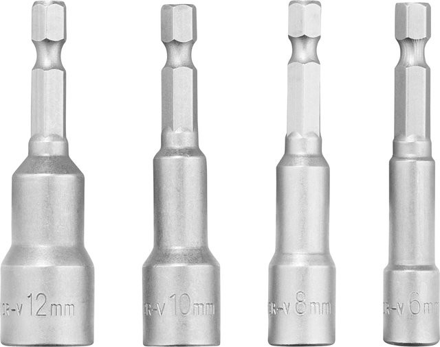 Parkside Stecknuss-Adapter-Set für Ratschen, 4-teilig, 1/4 Zoll, Silber, Chrome Vanadium und Stahl - Bild 1