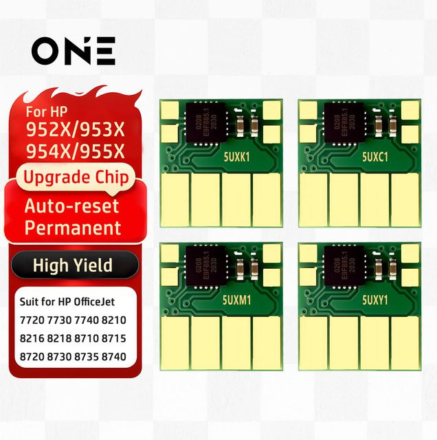 ARC Nachfüllbarer Chip für HP OfficeJet Drucker, kompatibel mit 952 953 954 955 XL, Farbe Schwarz - Bild 1