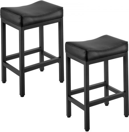 VEVOR Barhocker Set aus 2 Stück, schwarze Barstühle mit Sattelsitz aus PU-Leder und Metallbeinen, Höhe: 64,5 cm - Bild 1