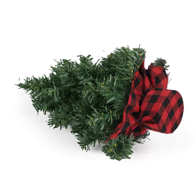 ZQNYCY Mini-Weihnachtsbaum aus Kunststoff in Grün, Tischdeko mit Tannennadelzweigen, Höhe: 15 cm - Bild 6