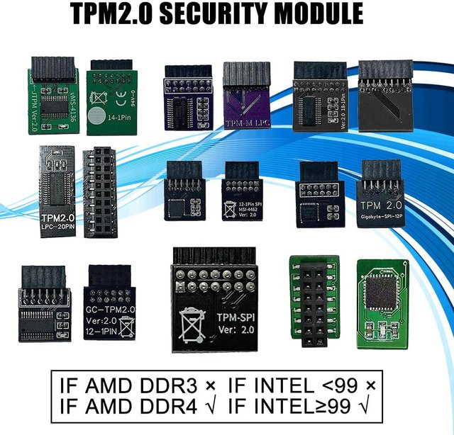 ASUS TPM 2.0 Sicherheitsmodul Fernkarte für Multi-Marken-Motherboards, 12, 14, 18 oder 20-polig - Bild 1