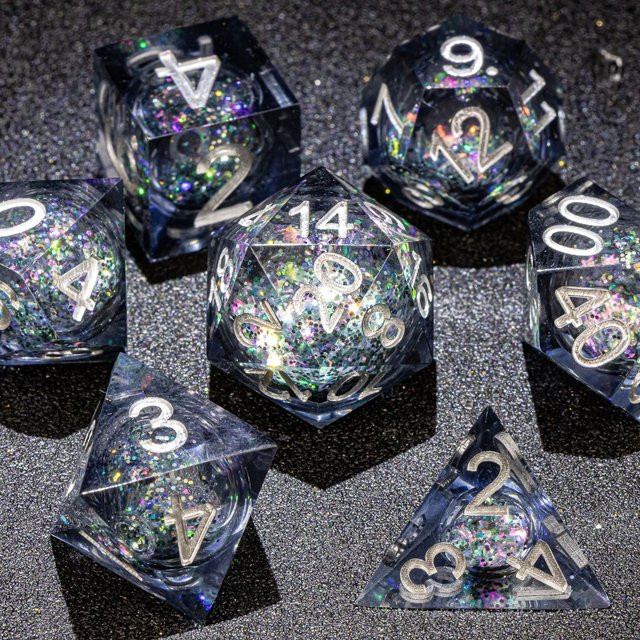 GSF Galaxy RPG Würfelset, Handgefertigte Pailletten-Würfel, Weltraum, Bunt / Mehrfarbig - Bild 1