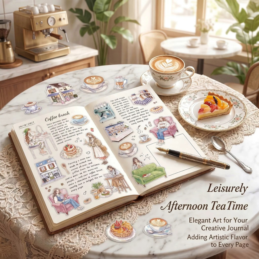 Journamm 4 Blatt vorgeschnittene PET-Aufkleber in Multicolour für Scrapbooking, Journaling und kreative Dekorationen - Bild 3