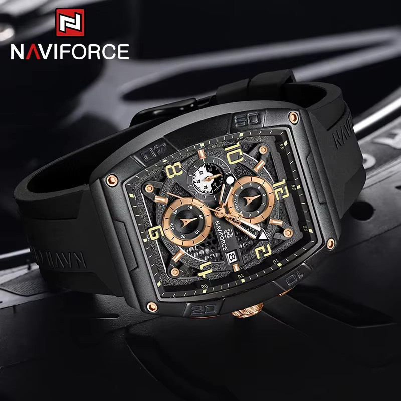 NAVIFORCE Armbanduhr, Quarz, Silikonarmband, Schwarz, Herren - Bild 2