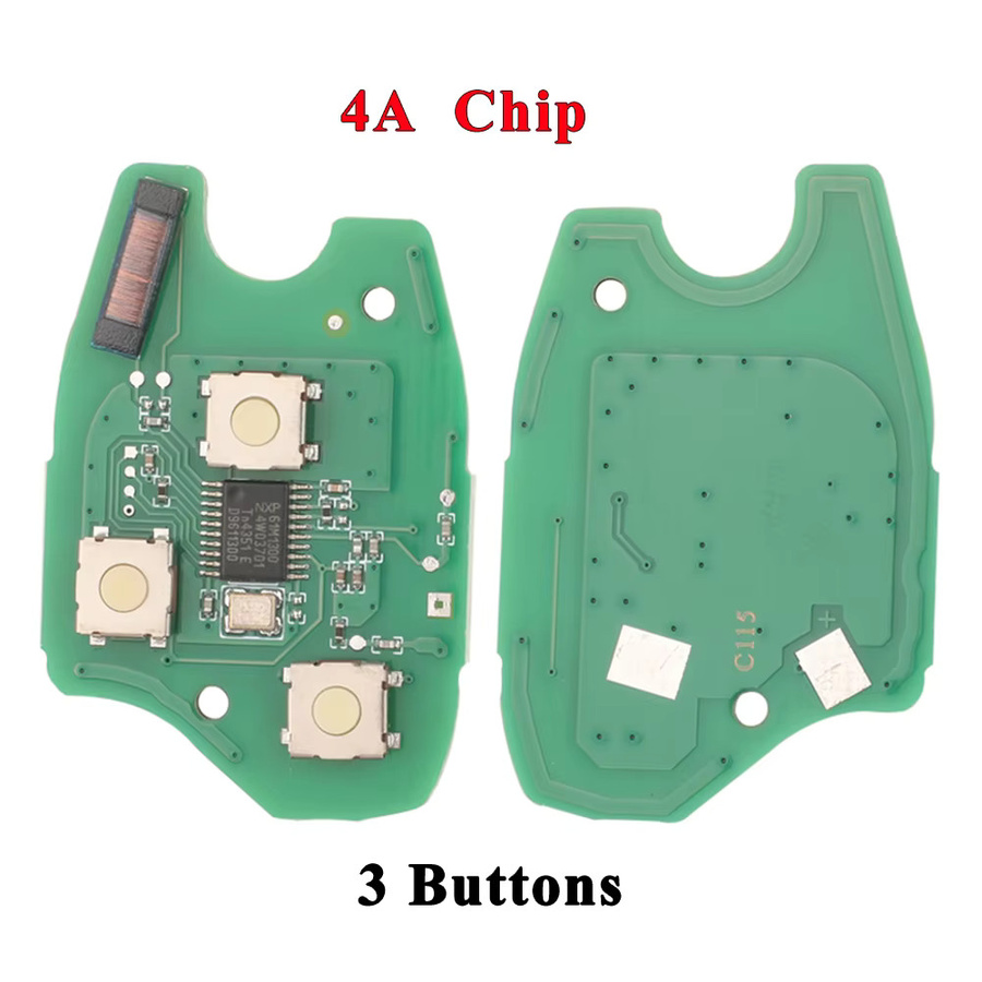 10 Stück Fernbedienung Auto Schlüssel Platine für Renault Dacia Clio Twingo Sandero Logan Duster, 433MHz, ID46/4A, pcf7952E PCF7947/7946, Farbe: Grün - Bild 2