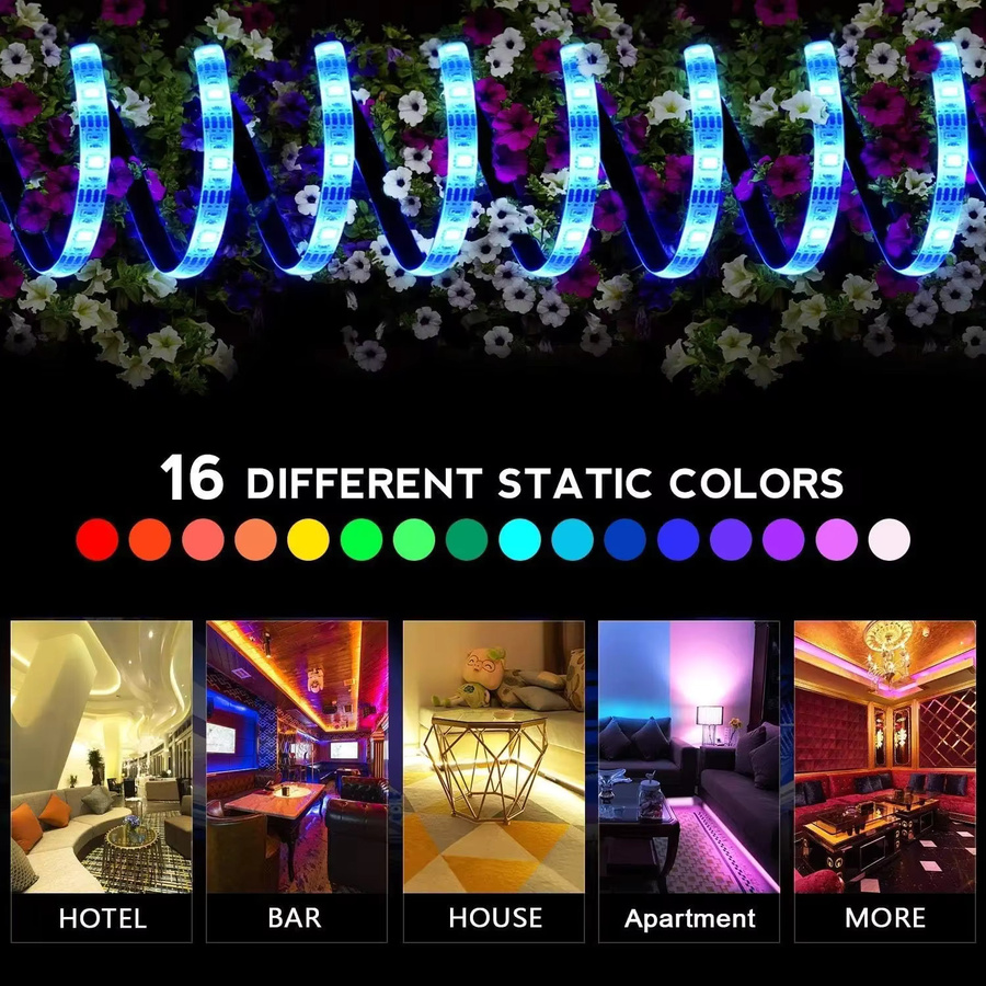 RADFAST RGB 5050 LED-Lichtstreifen mit Infrarot-Fernbedienung und USB-Anschluss, Multicolour, Schwarz - Bild 3