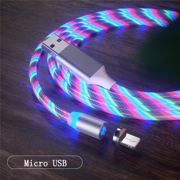 PISEN 3C LED-Licht-Schnellladekabel mit 2,4 A für Micro-USB und USB-C in Multicolour - Bild 1