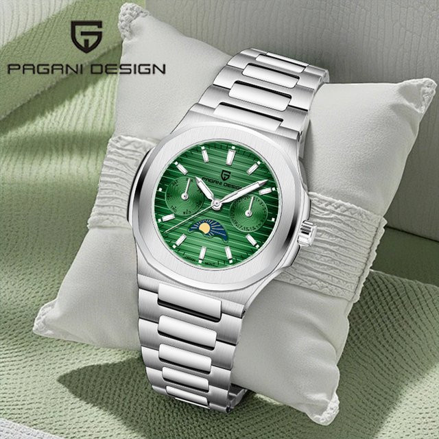 Pagani Design Chronograph, Quarzuhr, Edelstahl, Mondphase, Damen - Bild 1
