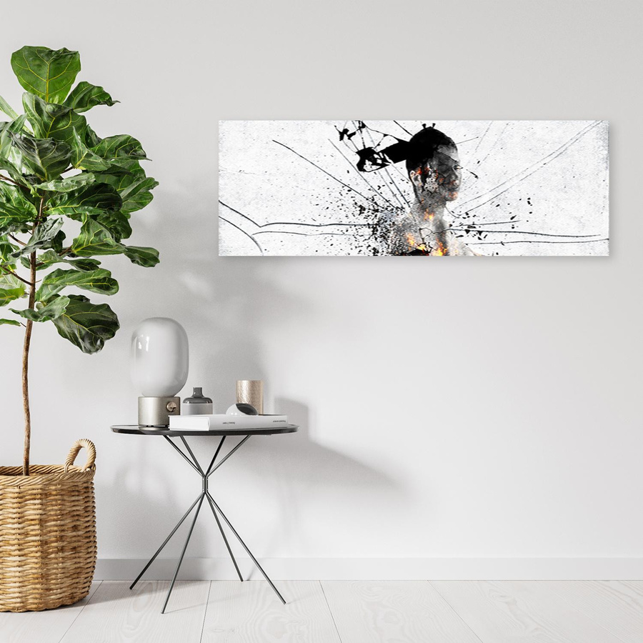Feeby Leinwanddruck Abstraktion auf zerbrochenem Glas in Grau, B: 90 cm, H: 30 cm - Bild 2