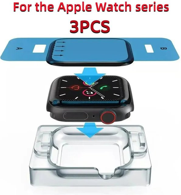 3er-Set Keramik-Displayschutzfolie für Apple Watch Ultra, Series 9, 8, 7, 6, 5, 4, 3, 2, SE in Transparent - Bild 1
