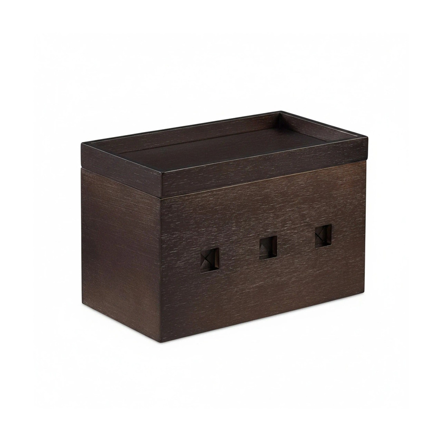 Relaxdays Kabelbox aus Bambus in Dunkelbraun mit Deckel, B/T/H: 25,5 x 16,5 x 14 cm - Bild 2