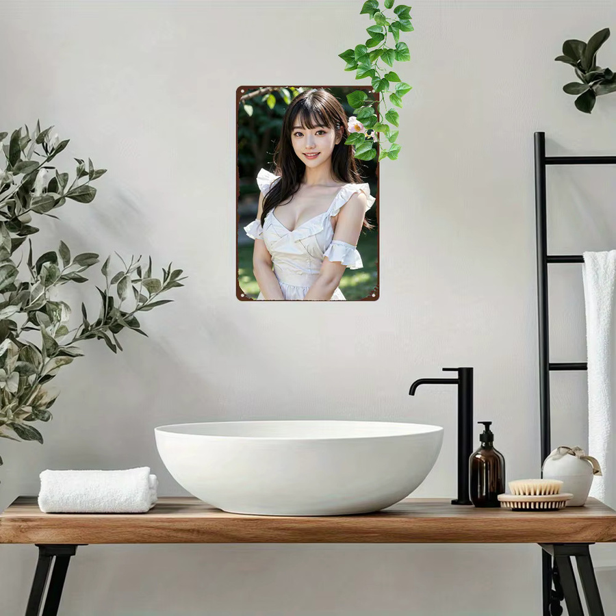 CIFBUY Anime-Mädchen Metall-Wandkunst Vintage Aluminium-Schild in Grün und Multicolour, Rechteckig, B: 30,0 cm, H: 20,0 cm, T: 1,0 cm - Bild 2