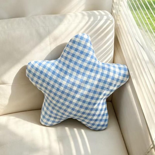 Sternförmiges Plüschkissen in Blau für Schlafzimmer und Wohnzimmer, Durchmesser: 40 cm - Bild 1
