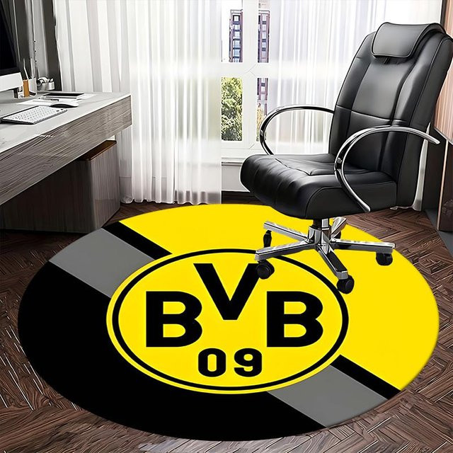 Runder Teppich BVB Borussia Dortmund von Yun Heng Three, gelb, Durchmesser: 120 cm, rutschfest und maschinenwaschbar - Bild 1