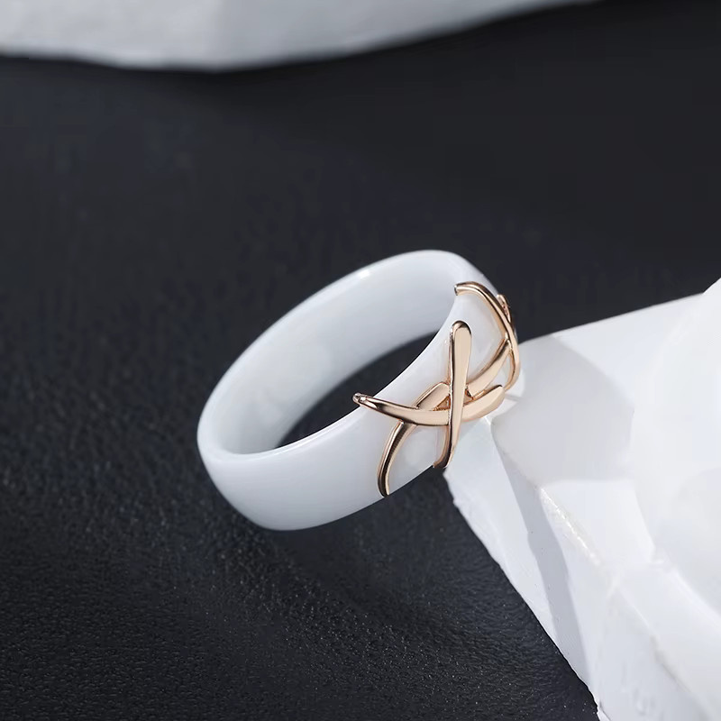 Wbmqda Ring Keramik, 585 Roségold, Damen, 7 mm - Bild 4