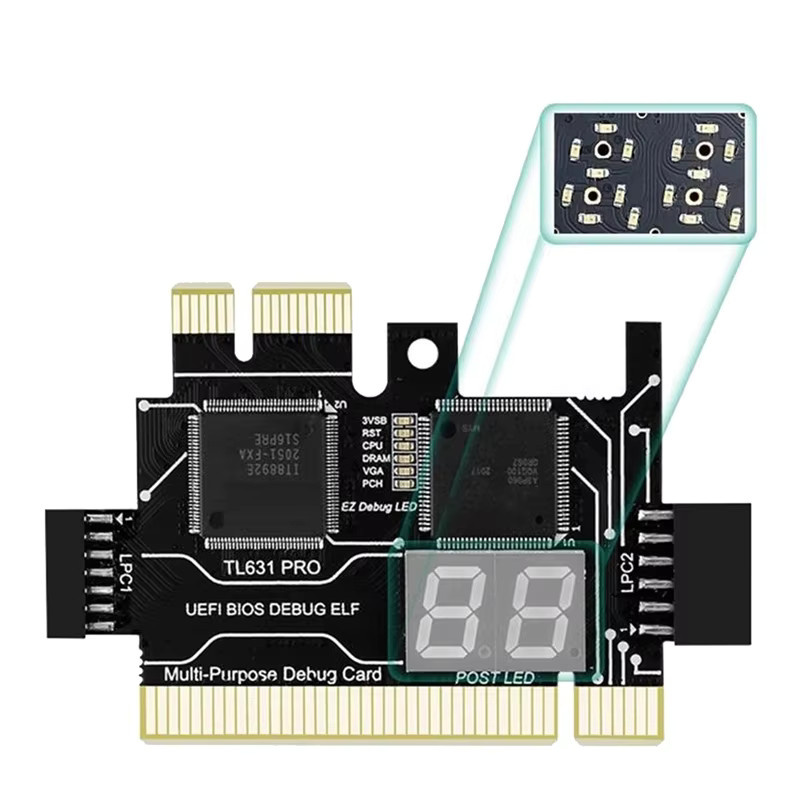 TL631 Pro Diagnosekarte und Erweiterungskarte für PCI-E Motherboard und Laptop in Schwarz - Bild 3