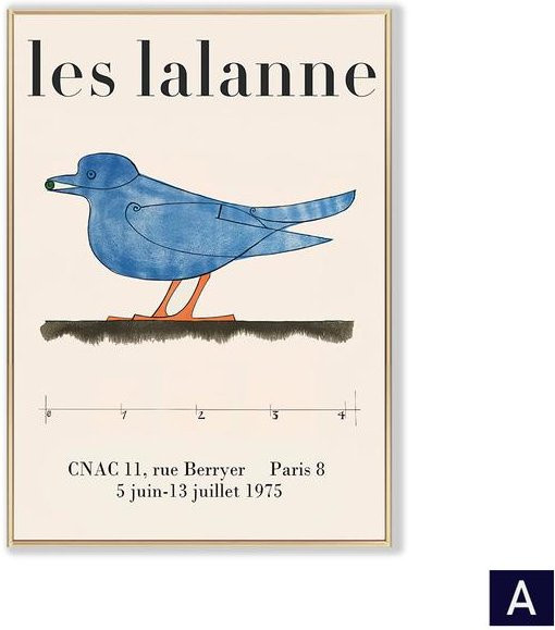 Abstrakte Leinwandmalerei Epdor Museum of Art mit blauem Vogel im Nordic Design, Breite: 50 cm, Höhe: 70 cm - Bild 1