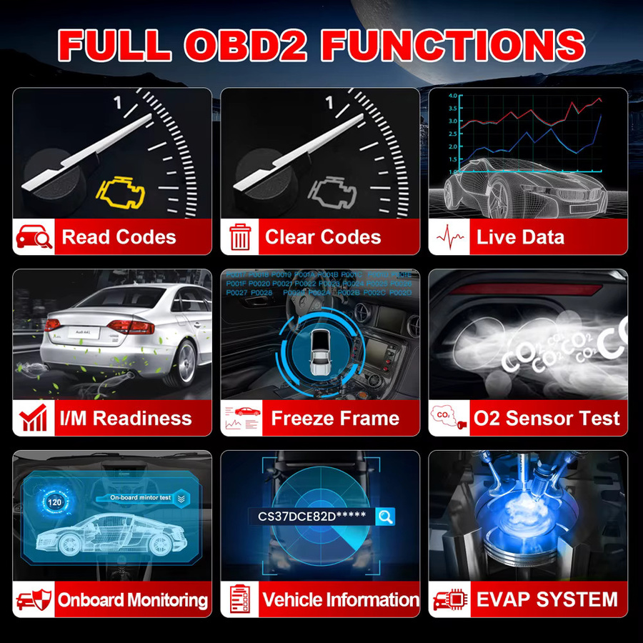 LAUNCH X431 CR300 OBD2-Scanner Diagnosetool mit I/M-Motorprüfung und Batterietester in Schwarz - Bild 2