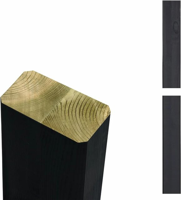 Zaunpfosten aus Kiefer Leimholz in Schwarz, B/T/H: 4,5 x 9,0 x 238,0 cm - Bild 1