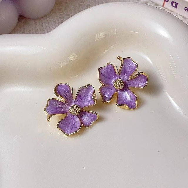 YIRAN Jewelry Ohrstecker Blume, Kupfer, Gold, Kristall, Damen - Bild 1
