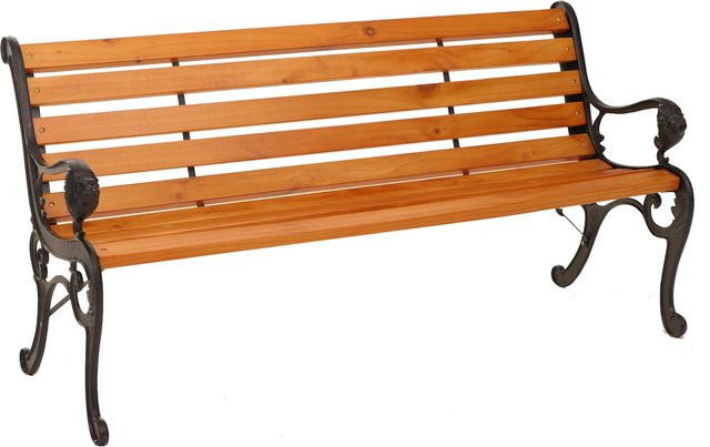 MCW Gartenbank O25 3-Sitzer aus Kiefer und Gusseisen in Teak, Breite: 164 cm - Bild 1