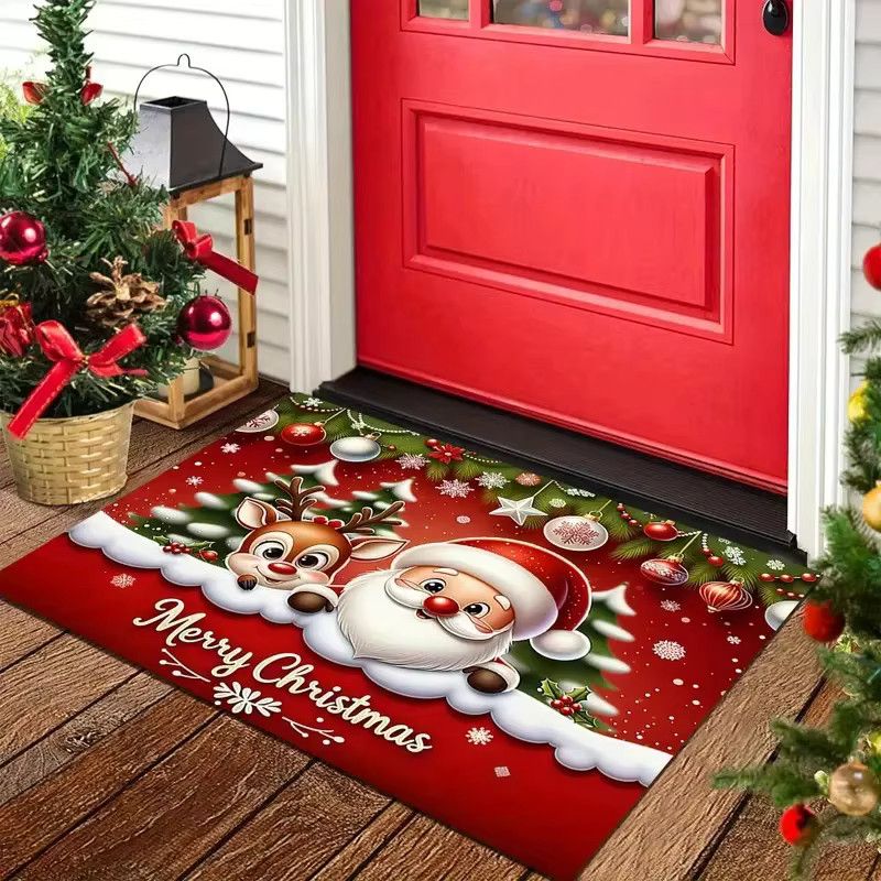 VIKAMA Weihnachtliche Fußmatte mit Weihnachtsmann- und Elchmuster in Multicolor zur Weihnachtsdekoration für deinen Eingangsbereich - Bild 5