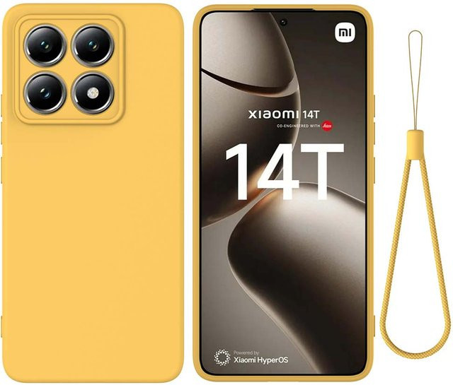 Stoßfeste Flüssigsilikon-Vollschutzhülle für Xiaomi Mi 14 Pro, 14T Ultra und 14 Ultra in Gelb - Bild 1