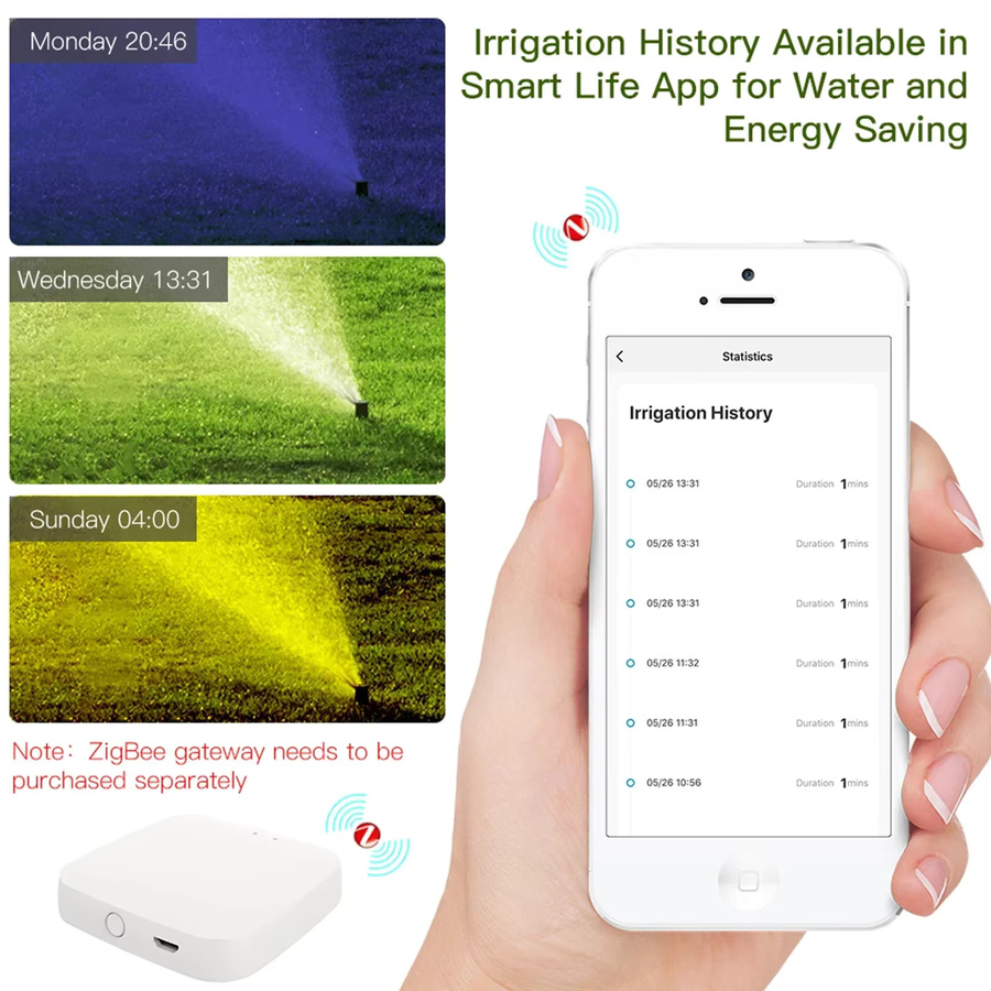 MOES ZigBee Smart Sprinkler Wassertimer mit 1-Ausgang und Filter, programmierbarer Bewässerungstimer in Grau, kompatibel mit Alexa und Google Home - Bild 5