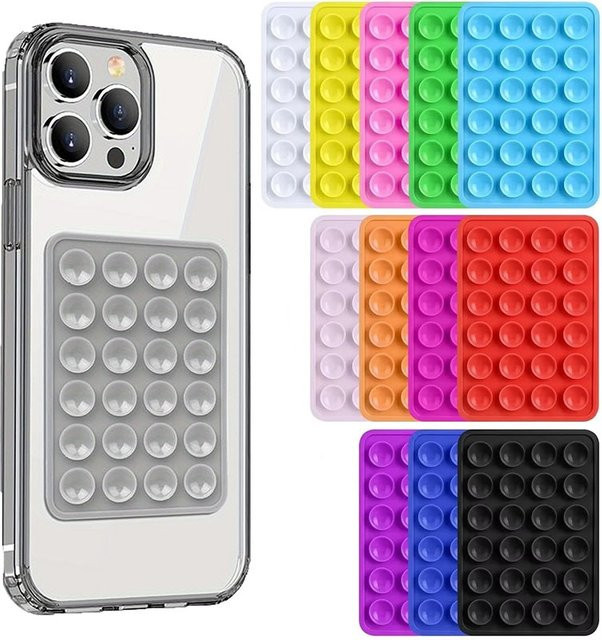 Mrgabwte Multifunktionaler Silikon-Telefonhalter mit Saugnapf und Aufkleber, quadratisch und rutschfest, Schwarz - Bild 1