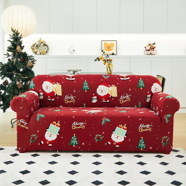 Elastischer Sofabezug mit Weihnachtsgeschenkmuster für 1-Sitzer Sofas, Rot - Bild 1