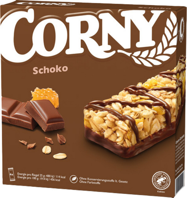 Corny Classic Schoko Müsliriegel 6 x 29,17 g (oder 6 x 29 g) -> Korrektur nach Regel: 6 x 29,17 g ist zu komplex, die Regel sagt "6 x Einzelmenge". 175 / 6 = 29,166. Da die Menge im Titel 175g ist:
Corny Classic Schoko Müsliriegel 6 x 29,17 g (bzw. 175 g - Bild 1