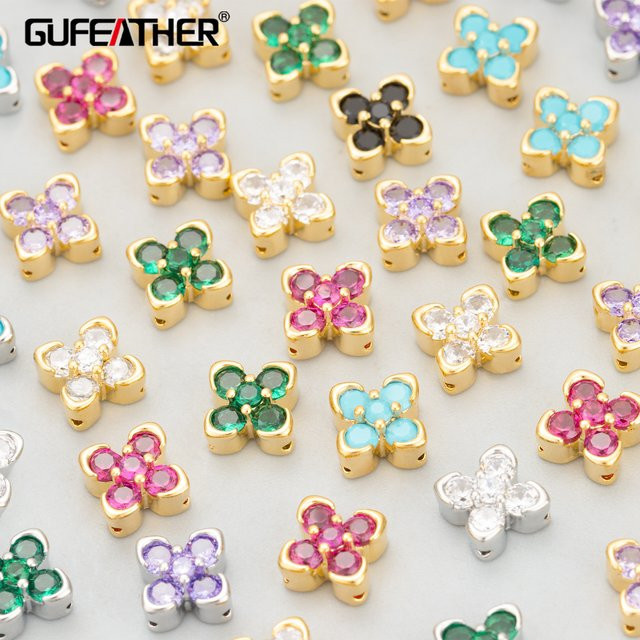 GUFEATHER Charms, 18 Karat Gold rhodiniert, Kupfer, Zirkone, DIY-Anhänger - Bild 1