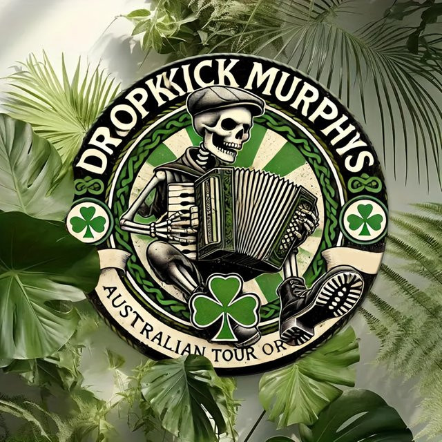 Vintage Dropkick Murphys Metallschild von Potdemiel mit Skelett und Kleeblatt, Wandkunst aus Aluminium, B/H: 20,32 x 20,32 cm, Mehrfarbig - Bild 1